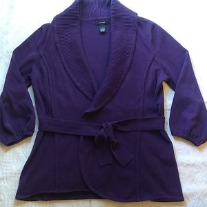 SOLD Alfani 3/4 Sleeve Tie Front Sz M Purple Sweater
